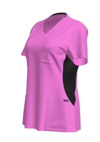 Women's Contrast Scrub Top (Plus) | STYLE 7235X | V-Neck, Black Side Panels, Multi-Pocket Design | 2XL-4XL | Water Resistant