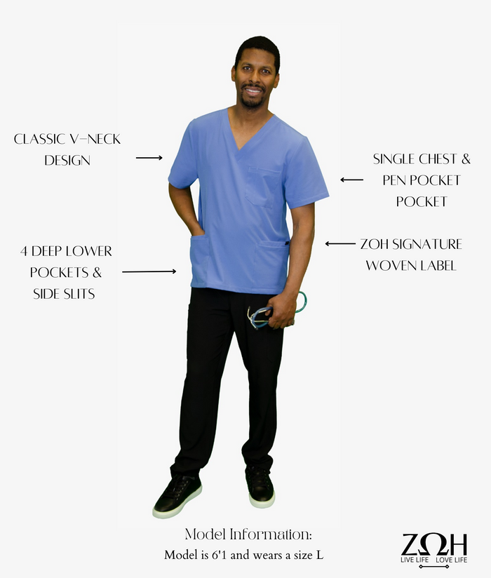 ELEMENT - Unisex Multi-Pocket Scrub Top | STYLE:  SOL | V-Neck, Multi-Pocket Design | 2XL-4XL