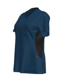 Women's Contrast Scrub Top (Plus) | STYLE 7235X | V-Neck, Black Side Panels, Multi-Pocket Design | 2XL-4XL | Water Resistant