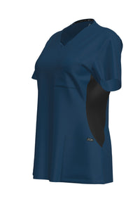 Woman's Contrast Scrub Top | STYLE 7235 | V-Neck, Black Side Panels, Multi-Pocket Design | XXS-XL | Water Resistant