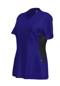 Woman's Contrast Scrub Top | STYLE 7235 | V-Neck, Black Side Panels, Multi-Pocket Design | XXS-XL | Water Resistant