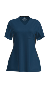 Woman's Contrast Scrub Top | STYLE 7235 | V-Neck, Black Side Panels, Multi-Pocket Design | XXS-XL | Water Resistant