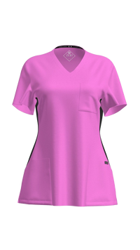 Women's Contrast Scrub Top (Plus) | STYLE 7235X | V-Neck, Black Side Panels, Multi-Pocket Design | 2XL-4XL | Water Resistant