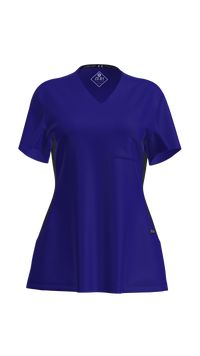 Woman's Contrast Scrub Top | STYLE 7235 | V-Neck, Black Side Panels, Multi-Pocket Design | XXS-XL | Water Resistant