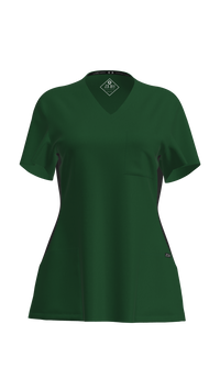 Woman's Contrast Scrub Top | STYLE 7235 | V-Neck, Black Side Panels, Multi-Pocket Design | XXS-XL | Water Resistant