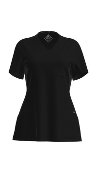 Women's Contrast Scrub Top (Plus) | STYLE 7235X | V-Neck, Black Side Panels, Multi-Pocket Design | 2XL-4XL | Water Resistant