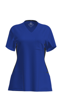 Women's Contrast Scrub Top (Plus) | STYLE 7235X | V-Neck, Black Side Panels, Multi-Pocket Design | 2XL-4XL | Water Resistant