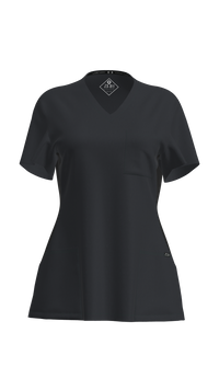 Women's Contrast Scrub Top (Plus) | STYLE 7235X | V-Neck, Black Side Panels, Multi-Pocket Design | 2XL-4XL | Water Resistant