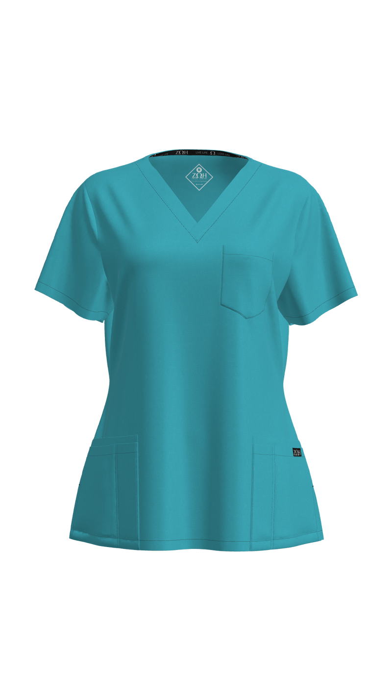 Woman's Petite Scrub Top (Plus) | STYLE 7225X | V-Neck, Multi-Pocket Design | 2XL-4XL | Water Resistant
