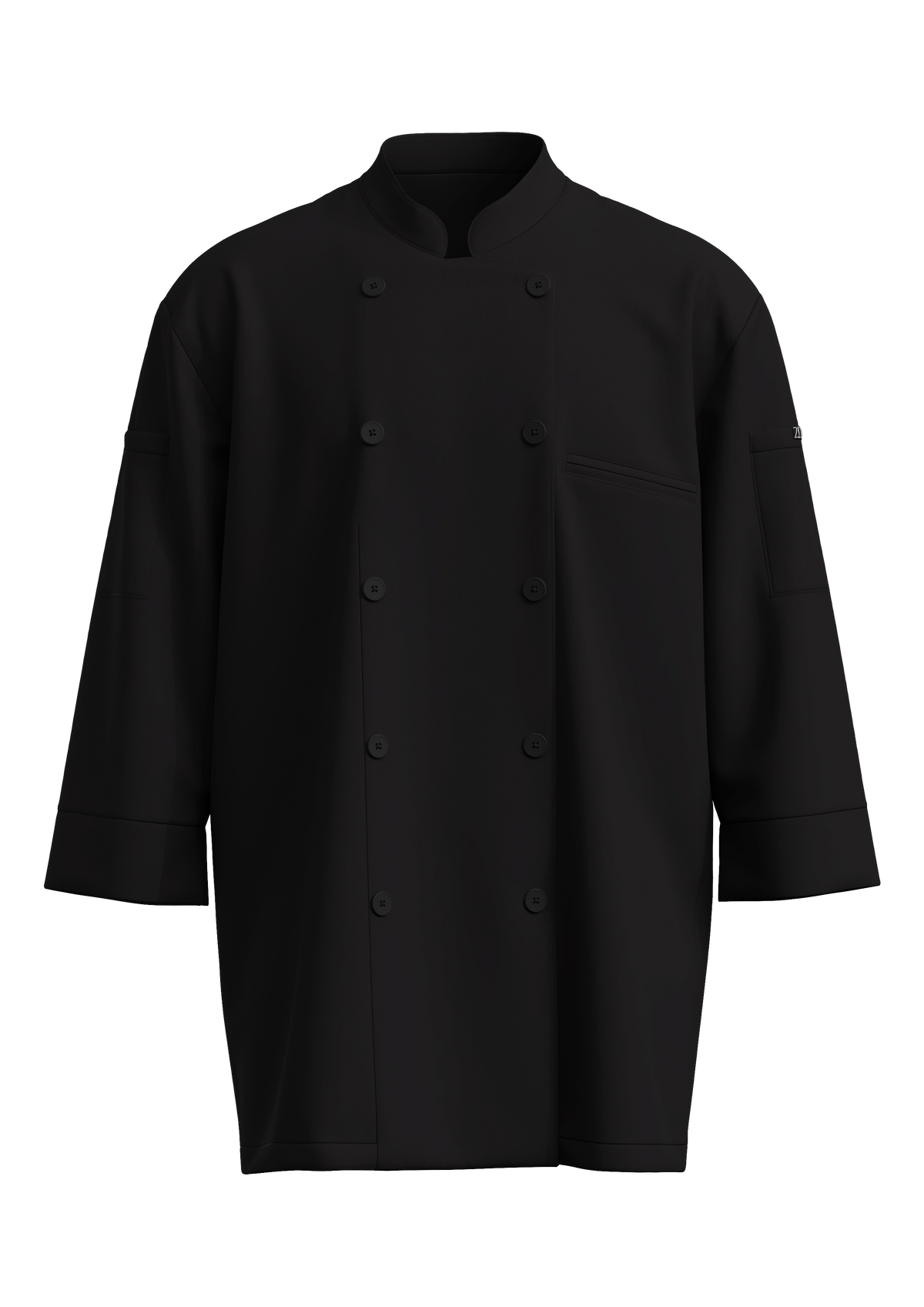 Unisex 3/4 Sleeve Chef Coat | STYLE 9100 | Lightweight, Breathable, Four-Way Stretch | Sizes XS-5XL | Black/White | Anti-Static, Liquid Resistant