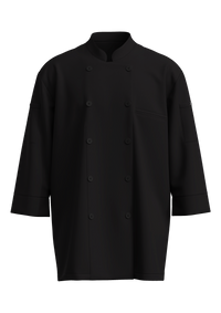 Unisex 3/4 Sleeve Chef Coat | STYLE 9100 | Lightweight, Breathable, Four-Way Stretch | Sizes XS-5XL | Black/White | Anti-Static, Liquid Resistant