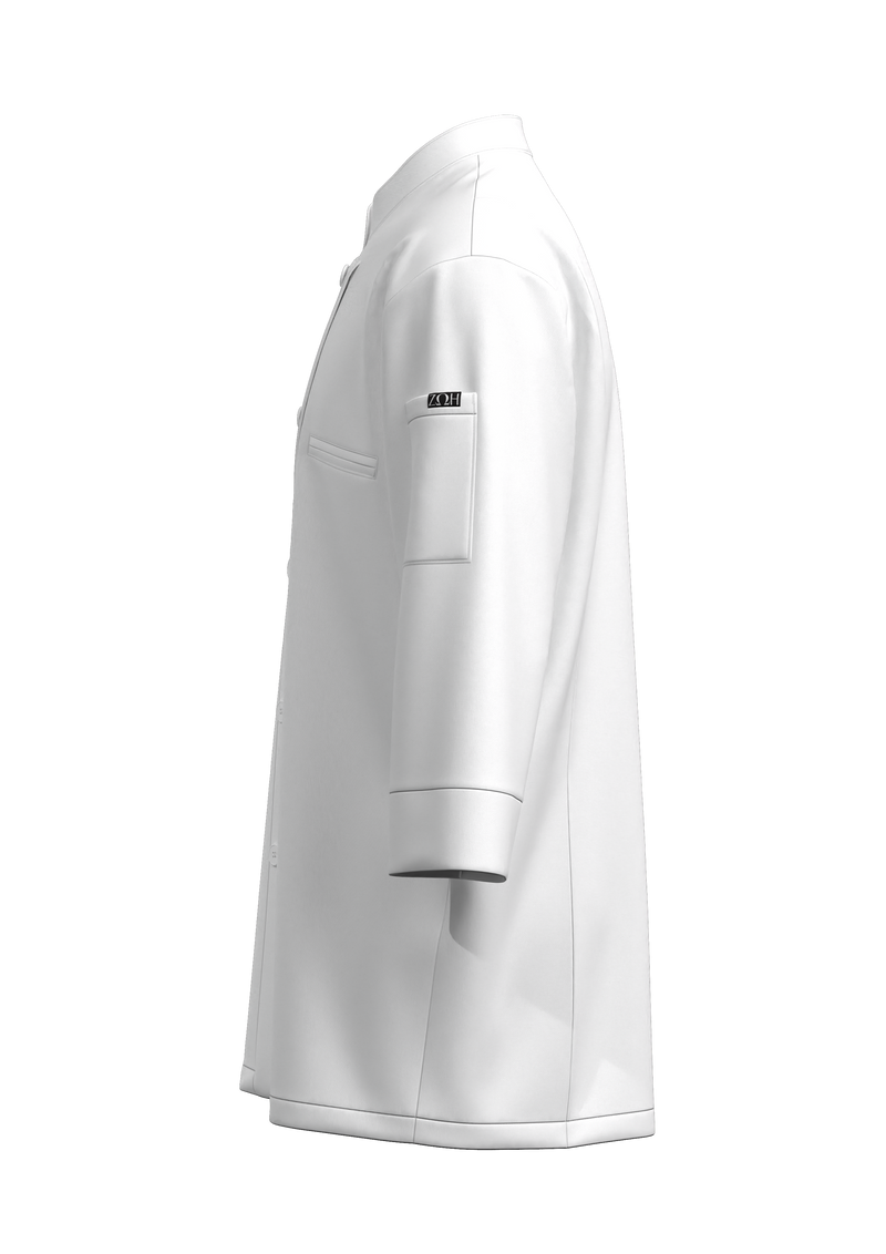 Unisex 3/4 Sleeve Chef Coat | STYLE 9100 | Lightweight, Breathable, Four-Way Stretch | Sizes XS-5XL | Black/White | Anti-Static, Liquid Resistant