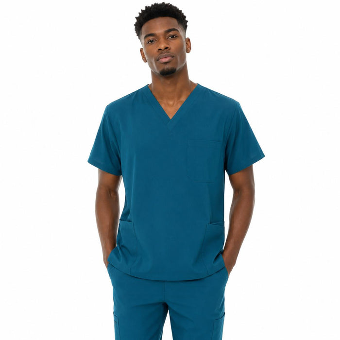 FRIENDLY - Unisex Multi-Pocket Scrub Top  | STYLE 7220 | V-Neck, Multi-Pocket Design | XXS-4XL | Water Resistant | 12 Colors