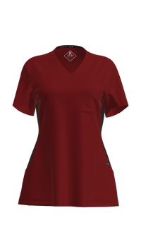 Women's Contrast Scrub Top (Plus) | STYLE 7235X | V-Neck, Black Side Panels, Multi-Pocket Design | 2XL-4XL | Water Resistant